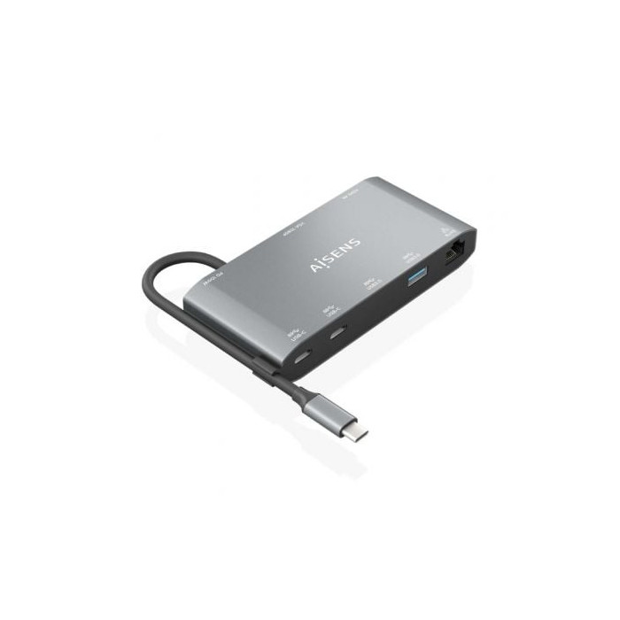 Docking USB Tipo-C Aisens ASUC-8P010-GR/ 1xHDMI 4K/ 1xVGA/ 2xUSB/ 1xRJ45/ 2xUSB Tipo-C/ 1xUSB Tipo-C PD/ Gris | Docks