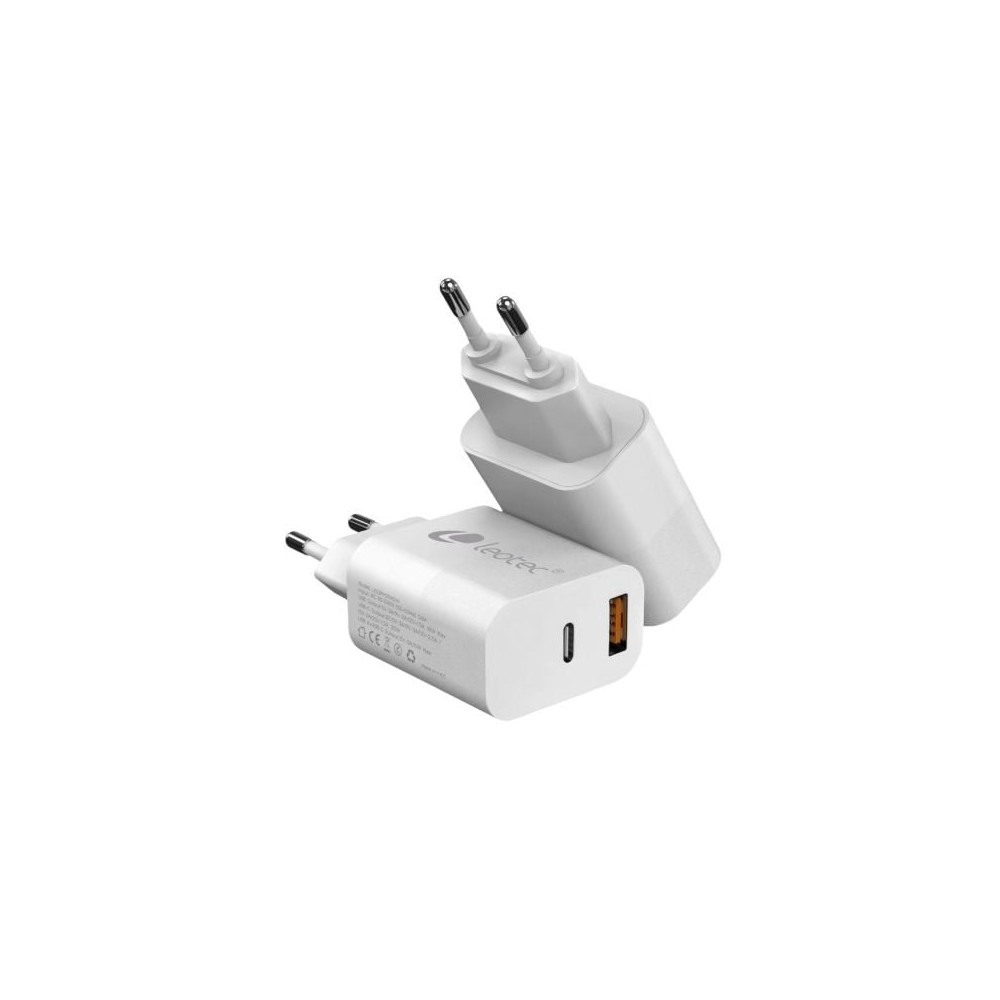 Cargador de Pared Leotec LECSPH20W2W2/ 1xUSB Tipo-C/ 1xUSB/ 20W | Cargadores hasta 45W