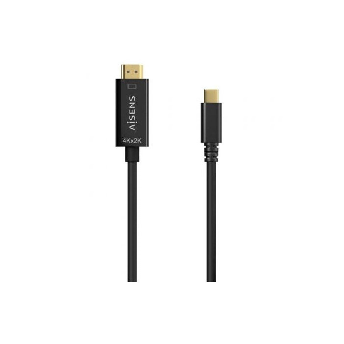 Cable Conversor HDMI 4K Aisens A109-0623/ USB Tipo-C Macho - HDMI Macho/ Hasta 27W/ 1250Mbps/ 80cm/ Negro | HDMI
