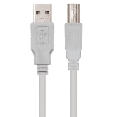 Cable USB 2.0 Impresora Nanocable 10.01.0104/ USB Tipo-B Macho - USB Macho/ 3m/ Beige