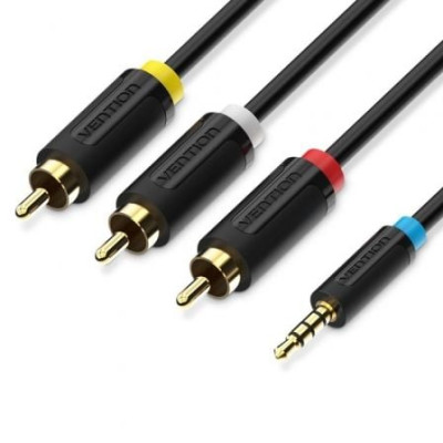 Cable Estéreo Vention BCBBG/ Jack 3.5 Macho - 3x RCA Macho/ 1.5m/ Negro | Audio