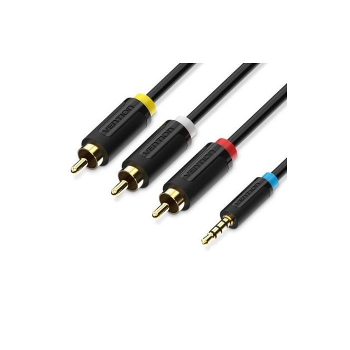 Cable Estéreo Vention BCBBG/ Jack 3.5 Macho - 3x RCA Macho/ 1.5m/ Negro | Audio