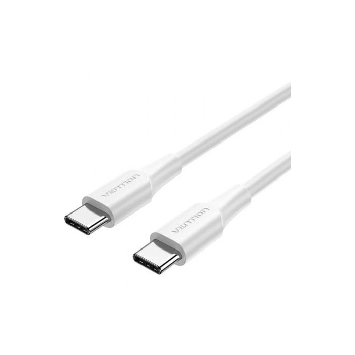 Cable USB 2.0 Tipo-C 3A Vention TRCWH/ USB Tipo-C Macho - USB Tipo-C Macho/ Hasta 60W/ 480Mbps/ 2m/ Blanco | USB-C