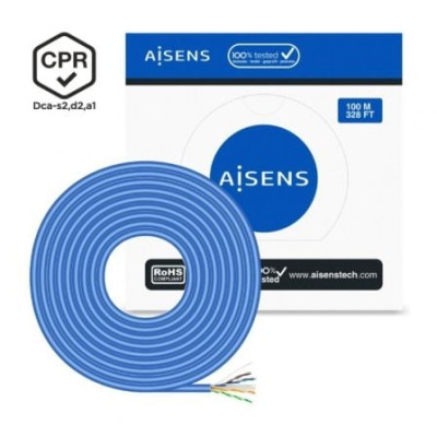 Bobina de Cable RJ45 UTP AWG24 LSZH CPR Dca Aisens A135-0662 Cat.6/ 100m/ Azul
