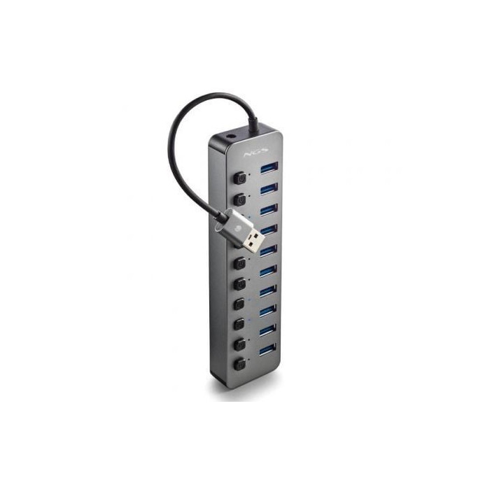 Hub USB NGS IHUB10/ 10xUSB 3.0/ Gris | Hubs USB