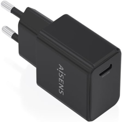 Cargador de Pared GaN Aisens A110-1024/ 1xUSB Tipo-C/ 20W/ Negro
