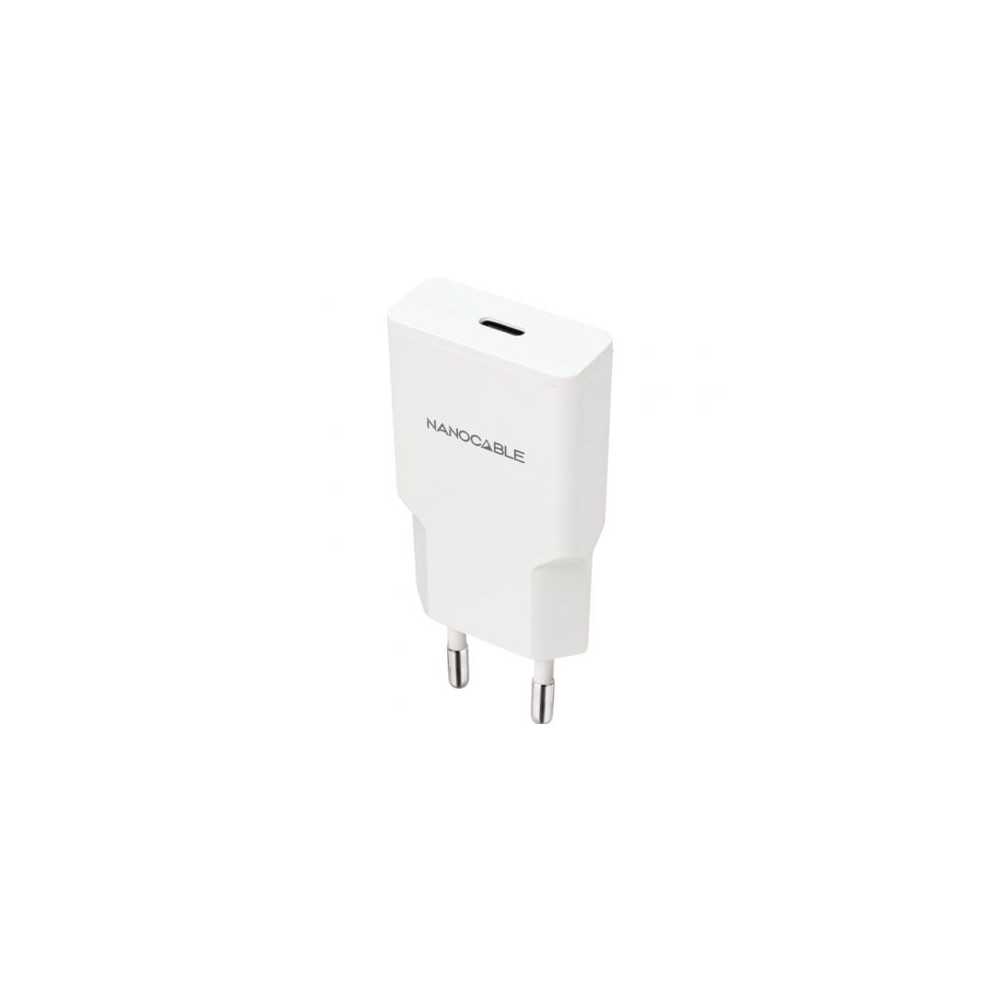 Cargador de Pared Nanocable 10.10.2024/ 1xUSB Tipo-C/ 25W/ Blanco