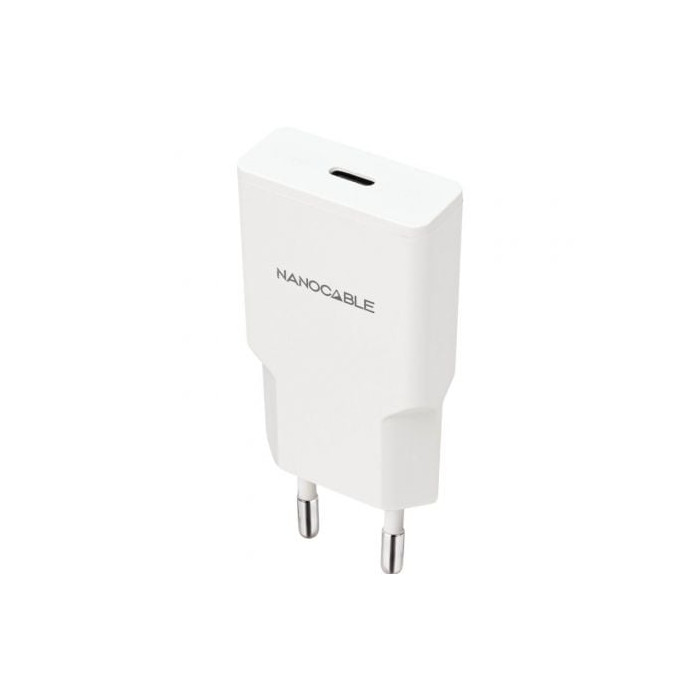 Cargador de Pared Nanocable 10.10.2024/ 1xUSB Tipo-C/ 25W/ Blanco