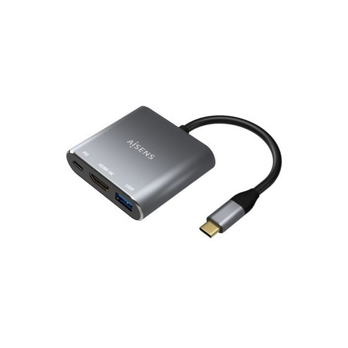 Conversor Aisens A109-0669/ USB Tipo-C Macho/ HDMI Hembra - USB Hembra - USB Tipo-C Hembra/ 15cm/ Gris