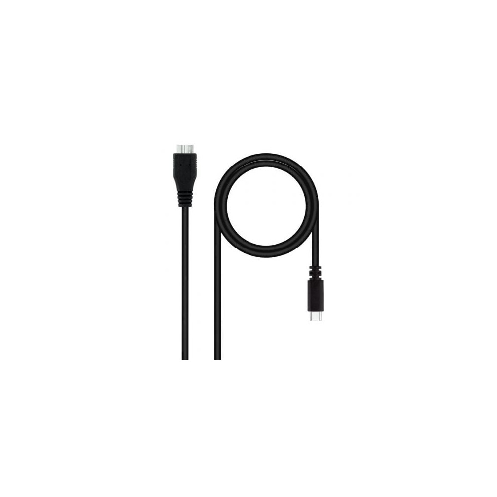 Cable USB 3.0 Tipo-C Nanocable 10.01.1201-BK/ USB Tipo-C Macho - MicroUSB Macho/ 5Gbps/ 1m/ Negro | USB