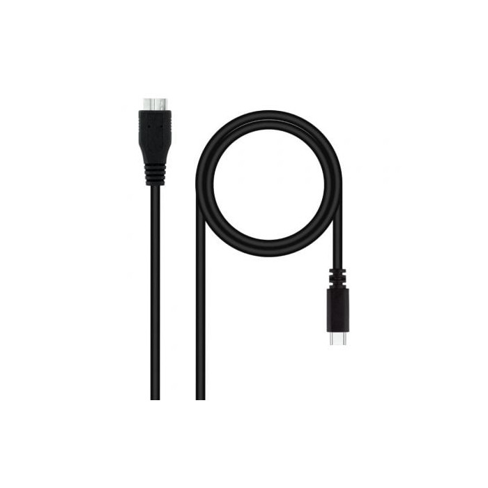 Cable USB 3.0 Tipo-C Nanocable 10.01.1201-BK/ USB Tipo-C Macho - MicroUSB Macho/ 5Gbps/ 1m/ Negro | USB