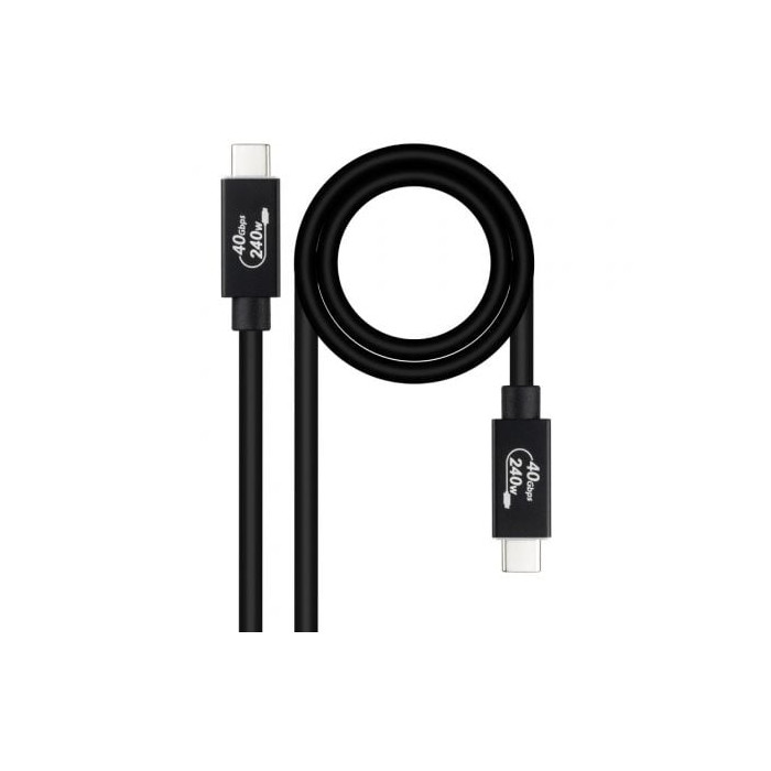 Cable USB 4.0 Nanocable 10.01.5001/ USB Tipo-C Macho - USB Tipo-C Macho/ Hasta 240W/ 40Gbps/ 1m/ Negro | USB-C