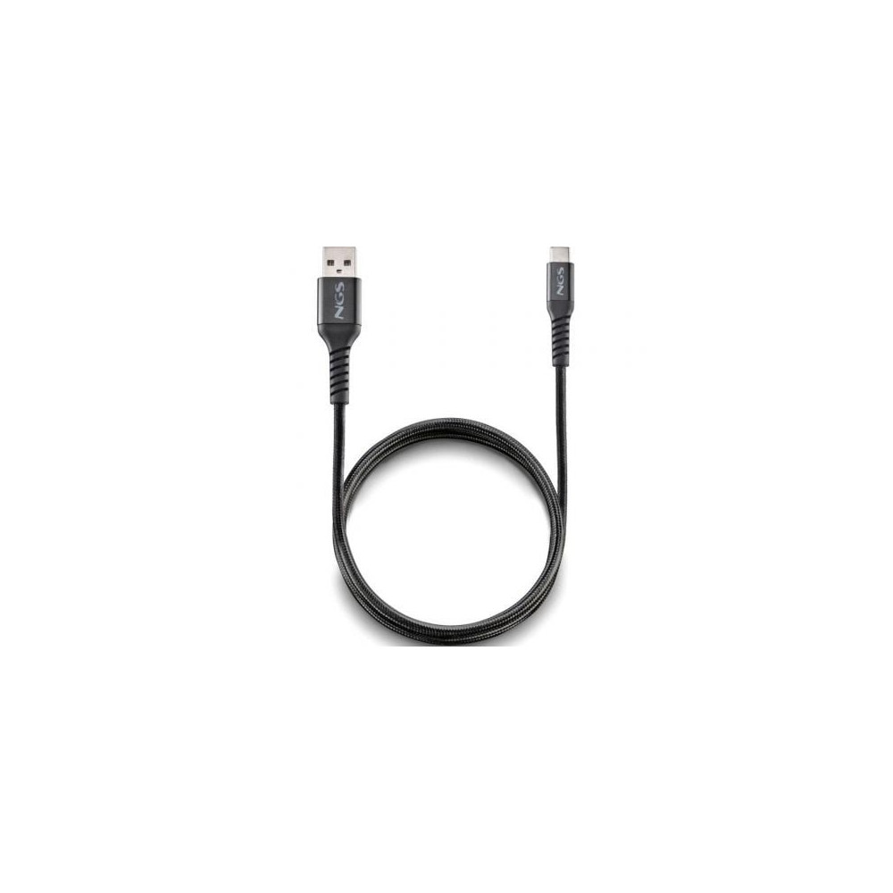 Cable USB 2.0 NGS KNOT-AC/ USB Macho - USB Tipo-C Macho/ 480Mbps/ 1m/ Negro | USB