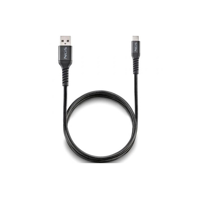 Cable USB 2.0 NGS KNOT-AC/ USB Macho - USB Tipo-C Macho/ 480Mbps/ 1m/ Negro | USB