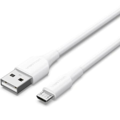 Cable USB 2.0 Vention CTIWF/ USB Macho - MicroUSB Macho/ Hasta 60W/ 480Mbps/ 1m/ Blanco