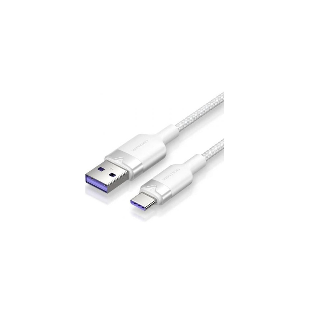 Cable USB 2.0 Tipo-C Vention CTOWF/ USB Tipo-C Macho - USB Macho/ Hasta 100W/ 480Mbps/ 2m/ Blanco | USB
