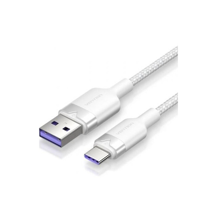 Cable USB 2.0 Tipo-C Vention CTOWF/ USB Tipo-C Macho - USB Macho/ Hasta 100W/ 480Mbps/ 2m/ Blanco | USB