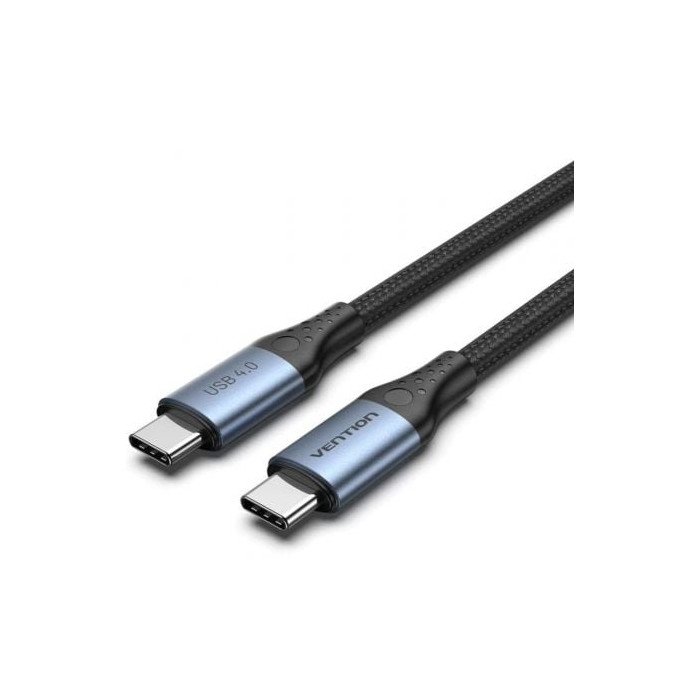 Cable USB 4.0 Tipo-C 5A Vention TAVHF/ USB Tipo-C Macho - USB Tipo-C Macho/ Hasta 240W/ 40Gbps/ 1m/ Gris | USB-C