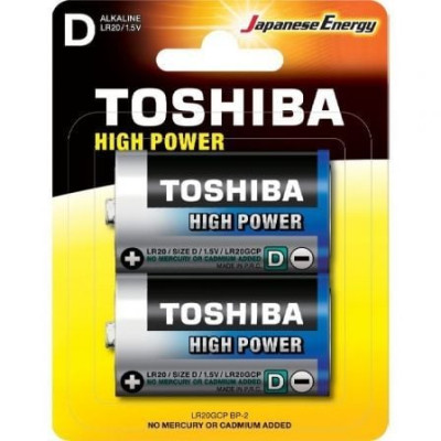 Pack de 2 Pilas D 2 Toshiba LR20/ 1.5V/ Alcalinas | Pilas