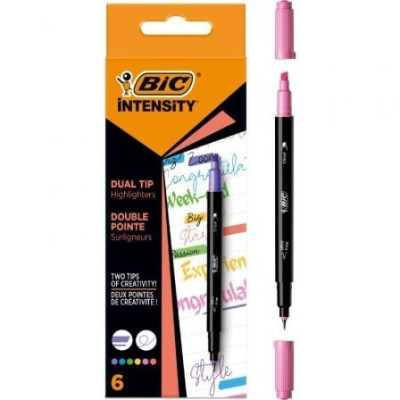Marcadores Punta Biselada y Punta Fina Bic Intensity Dual Tip 503828/ Colores Surtidos | Fluorescentes