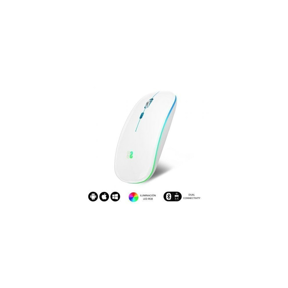 Ratón Inalámbrico Subblim LED Dual Flat/ Batería recargable/ Hasta 1600 DPI/ Blanco | Ratones