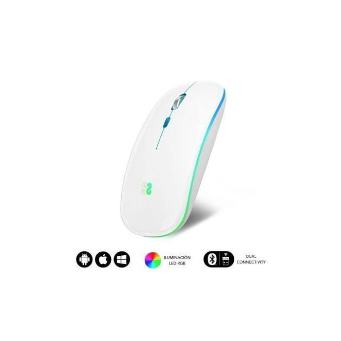 Ratón Inalámbrico Subblim LED Dual Flat/ Batería recargable/ Hasta 1600 DPI/ Blanco | Ratones