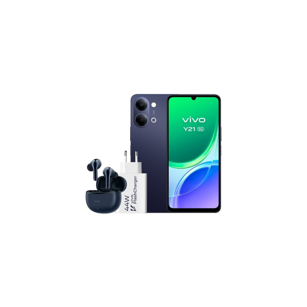 Smartphone Vivo Y21 4GB/ 256GB/ 6.74'/ 5G/ Negro/ Incluye Cargador + Auriculares | Smartphones