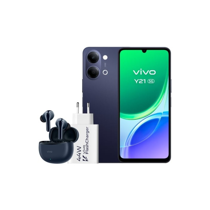 Smartphone Vivo Y21 4GB/ 256GB/ 6.74'/ 5G/ Negro/ Incluye Cargador + Auriculares | Smartphones