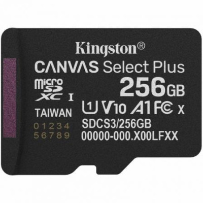 Tarjeta de Memoria Kingston CANVAS Select Plus 256GB microSD XC/ Clase 10/ 150MBs | Tarjetas de Memoria