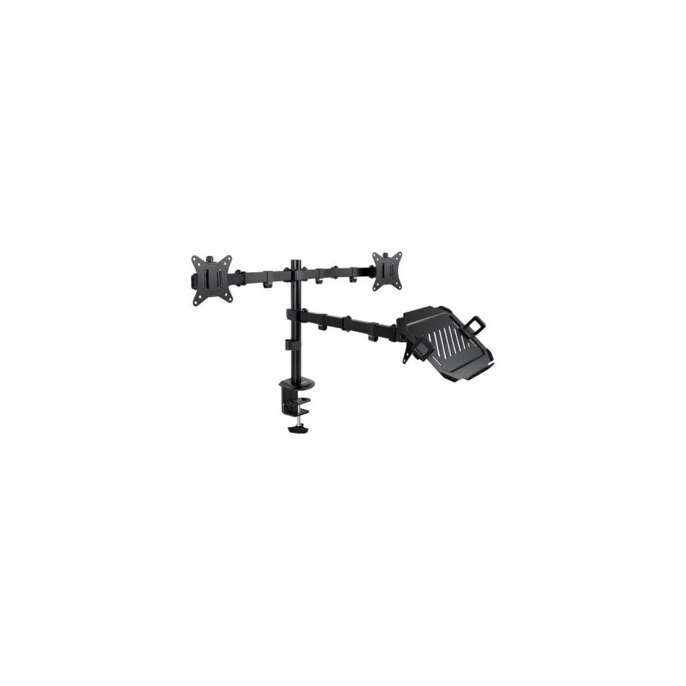 Soporte de Mesa para 2 Monitores y 1 Portátil TooQ DB1202TN-B/ Giratorio/ Inclinable/ hasta 9kg | Soportes PC y Monitor