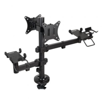 Soporte de Mesa para 2 Monitores, TPV, Impresora, Términal y Lector TooQ TQPM0002/ Giratorio/ Inclinable/ hasta 9kg | Soportes P