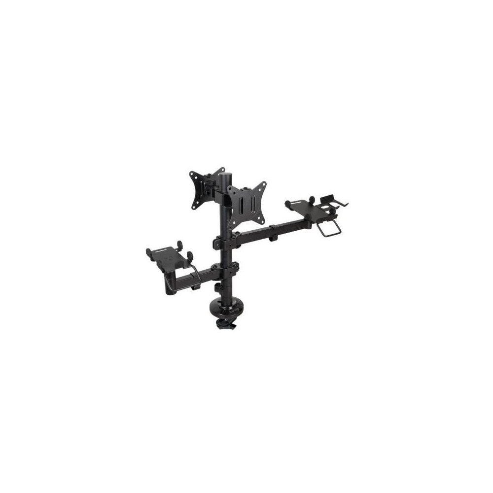 Soporte de Mesa para 2 Monitores, TPV, Impresora, Términal y Lector TooQ TQPM0002/ Giratorio/ Inclinable/ hasta 9kg | Soportes P