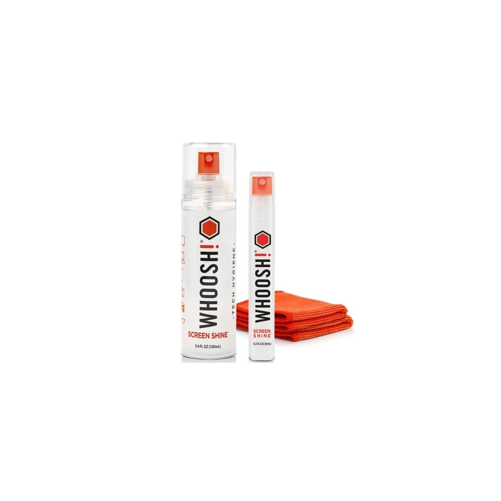 Kit Limpiador de Pantallas Whoosh Kit DUO WSH004/ Spray 100ml + Spray 8ml + 2 Paños Microfibra | Herramientas y Limpieza