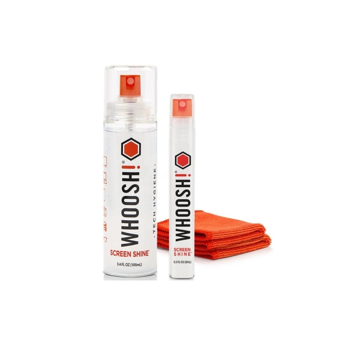 Kit Limpiador de Pantallas Whoosh Kit DUO WSH004/ Spray 100ml + Spray 8ml + 2 Paños Microfibra | Herramientas y Limpieza