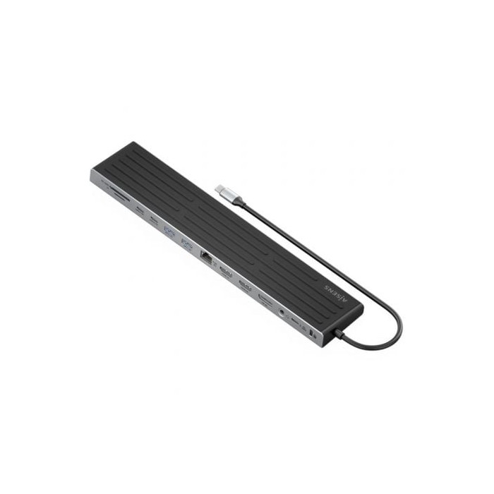 Docking USB Tipo-C Aisens ASUC-13P042-GR/ 2xUSB Tipo-C/ 1xUSB Tipo-C PD/ 2xUSB/ 2xHDMI/ 1xDisplayPort/ 1xLector de Tarjetas/ 1xJ