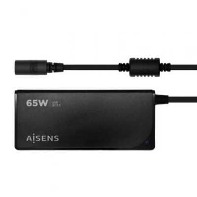 Cargador de Portátil Aisens ASLC-65WAUTO-BK/ 65W/ 1xUSB QC3.0/ Automático/ 9 Conectores/ Voltaje 18.5-20V | Cargadores