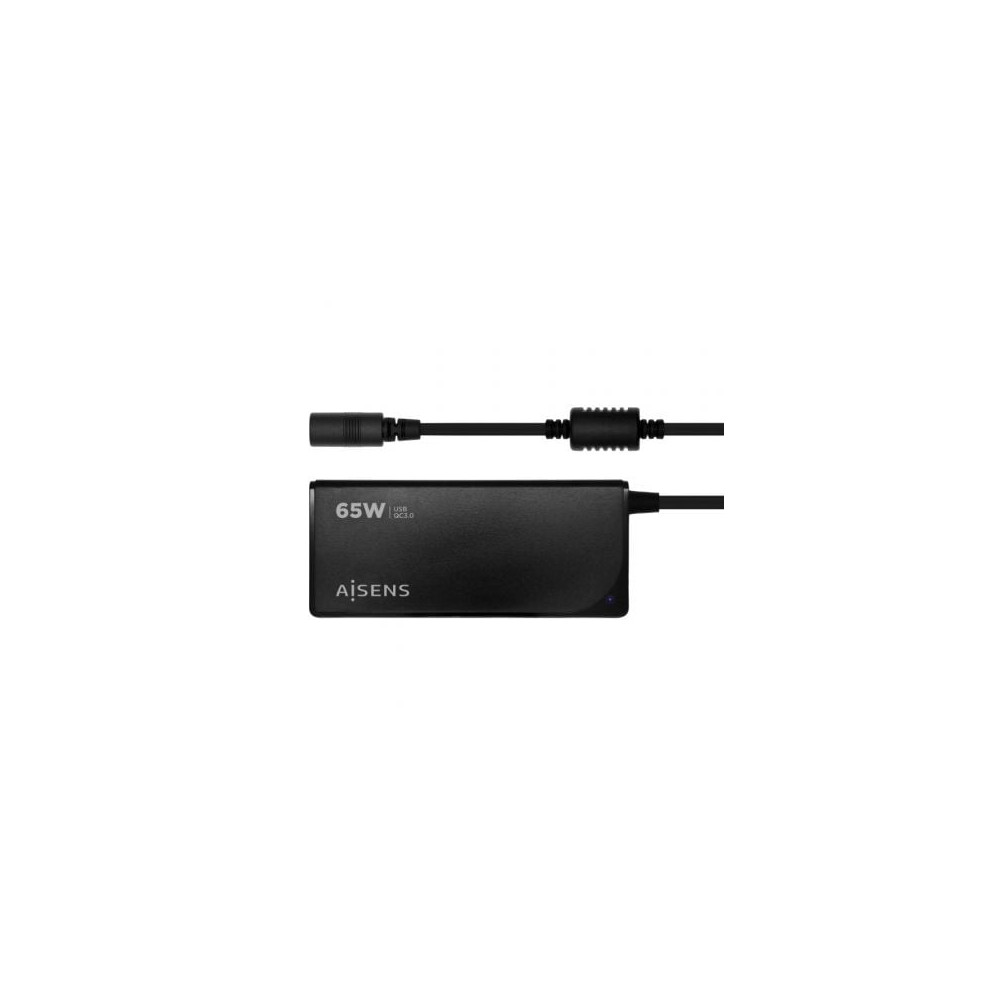 Cargador de Portátil Aisens ASLC-65WAUTO-BK/ 65W/ 1xUSB QC3.0/ Automático/ 9 Conectores/ Voltaje 18.5-20V | Cargadores