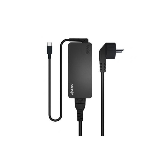 Cargador de Portátil Aisens ASCH-1PD65D-BK/ 1xUSB Tipo-C/ 65W/ Automatico/ Voltaje 5-20V | Cargadores