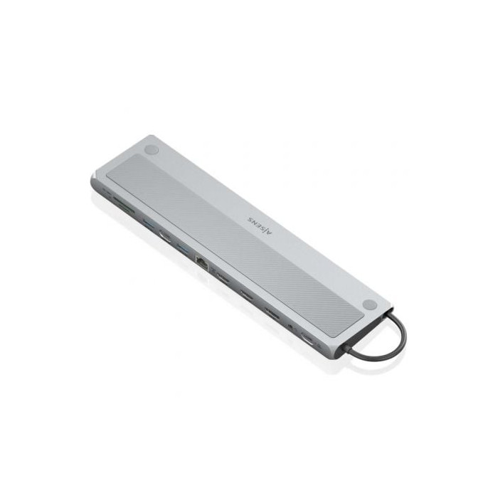 Docking USB Tipo-C Aisens ASUC-12P020-GR/ 2xHDMI 4K/ 3xUSB/ 1xUSB Tipo-C/ 1xRJ45/ 1xDisplayPort/ 1xLector Tarjetas/ 1xUSB Tipo-C