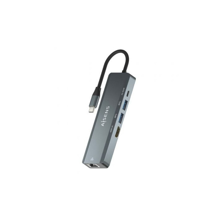 Docking USB Tipo-C Aisens ASUC-5P011-GR/ 1xHDMI 4K/ 2xUSB/ 1xRJ45/ 1xUSB Tipo-C/ 1xUSB Tipo-C PD/ Gris | Docks