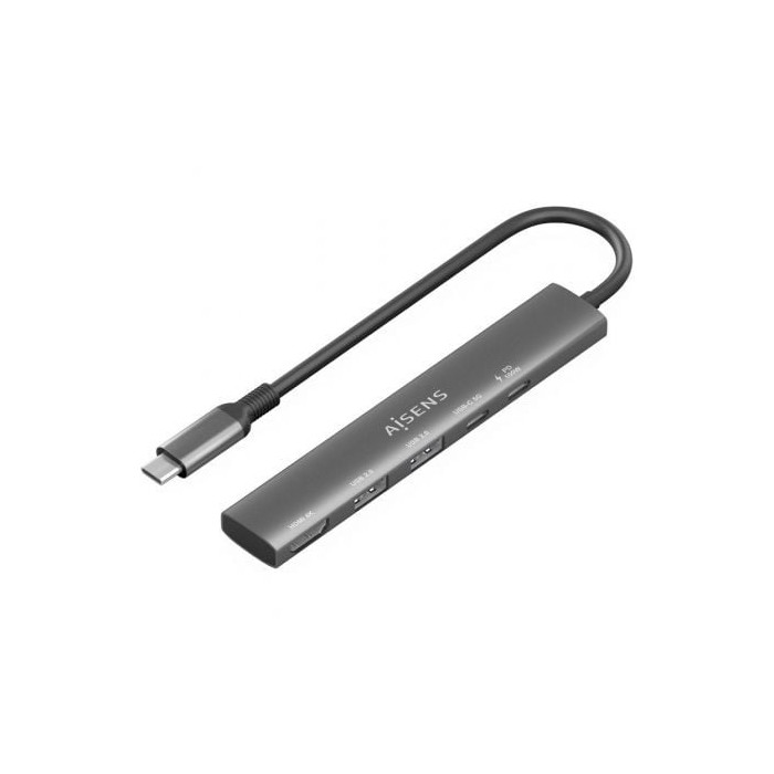 Docking USB Tipo-C Aisens ASUC-5P022-GR/ 1xHDMI 4K/ 2xUSB/ 1xUSB Tipo-C/ 1xUSB Tipo-C PD/ Gris | Docks