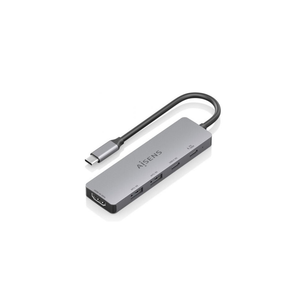 Docking USB Tipo-C Aisens ASUC-5P028-GR/ 1xHDMI 4K/ 2xUSB/ 2xUSB Tipo-C/ 1xUSB Tipo-C PD/ Gris | Docks