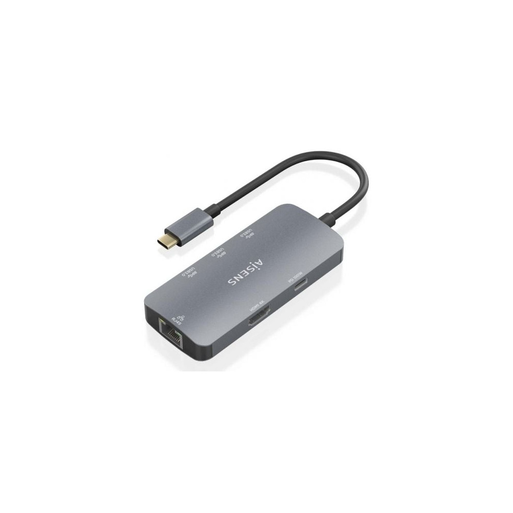 Docking USB Tipo-C Aisens ASUC-6P019-GR/ 1xHDMI 4K/ 3xUSB/ 1xRJ45/ 1xUSB Tipo-C PD/ Gris | Docks