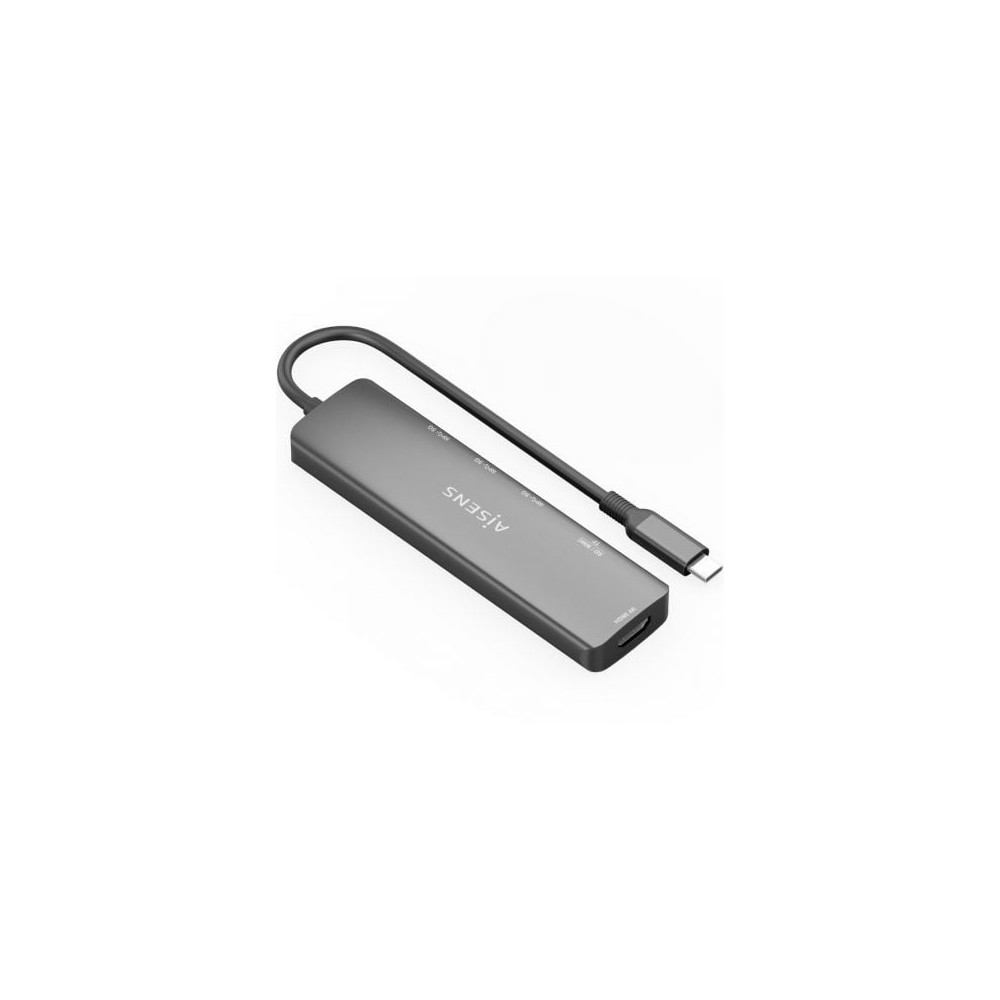 Docking USB Tipo-C Aisens ASUC-6P024-GR/ 1xHDMI 4K/ 3xUSB/ 1xLector Tarjetas/ Gris | Docks