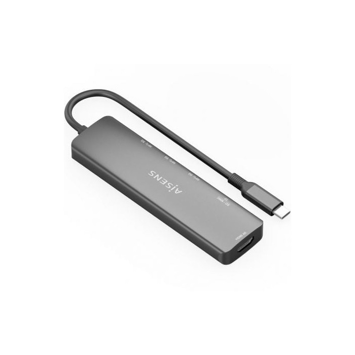 Docking USB Tipo-C Aisens ASUC-6P024-GR/ 1xHDMI 4K/ 3xUSB/ 1xLector Tarjetas/ Gris | Docks