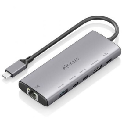 Docking USB Tipo-C Aisens ASUC-6P030-GR/ 1xHDMI 4K/ 1xUSB/ 2xUSB Tipo-C/ 1xRJ45/ 1xUSB Tipo-C PD/ Gris | Docks
