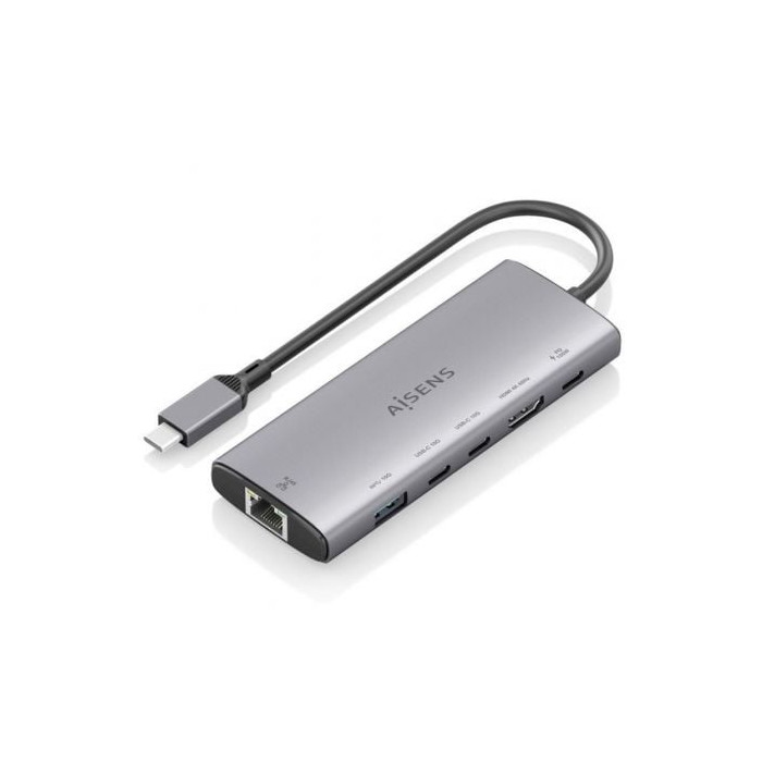 Docking USB Tipo-C Aisens ASUC-6P030-GR/ 1xHDMI 4K/ 1xUSB/ 2xUSB Tipo-C/ 1xRJ45/ 1xUSB Tipo-C PD/ Gris | Docks