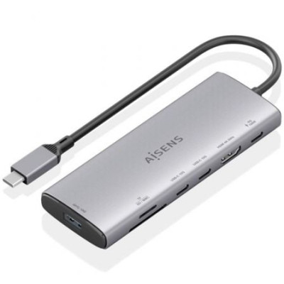 Docking USB Tipo-C Aisens ASUC-7P031-GR/ 1xHDMI 4K/ 1xUSB/ 2xUSB Tipo-C/ 1xLector Tarjetas/ 1xUSB Tipo-C PD/ Gris | Docks