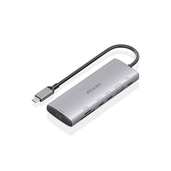 Docking USB Tipo-C Aisens ASUC-7P031-GR/ 1xHDMI 4K/ 1xUSB/ 2xUSB Tipo-C/ 1xLector Tarjetas/ 1xUSB Tipo-C PD/ Gris | Docks