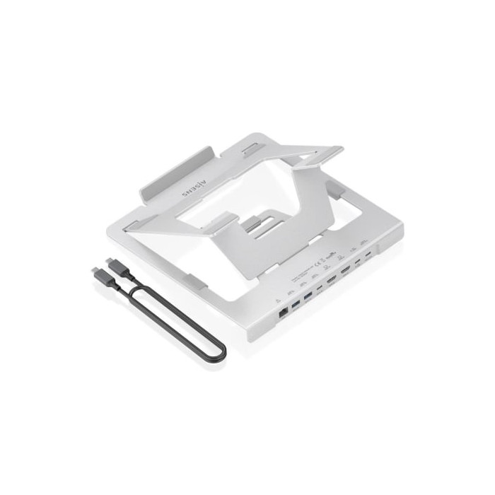 Soporte de Sobremesa - Docking USB Tipo-C Aisens ASUC-7P046-GR/ 2xUSB/ 1xUSB Tipo-C/ 2xHDMI/ 1xRJ45/ 1xUSB Tipo-C PD/ Gris | Doc